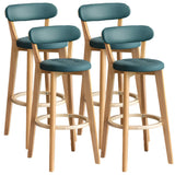 Multi-Color Round Leather Low Back Bar Stool Wood Image - 39