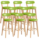 Multi-Color Round Leather Low Back Bar Stool Wood Image - 61