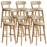Multi-Color Round Leather Low Back Bar Stool Wood Image - 62