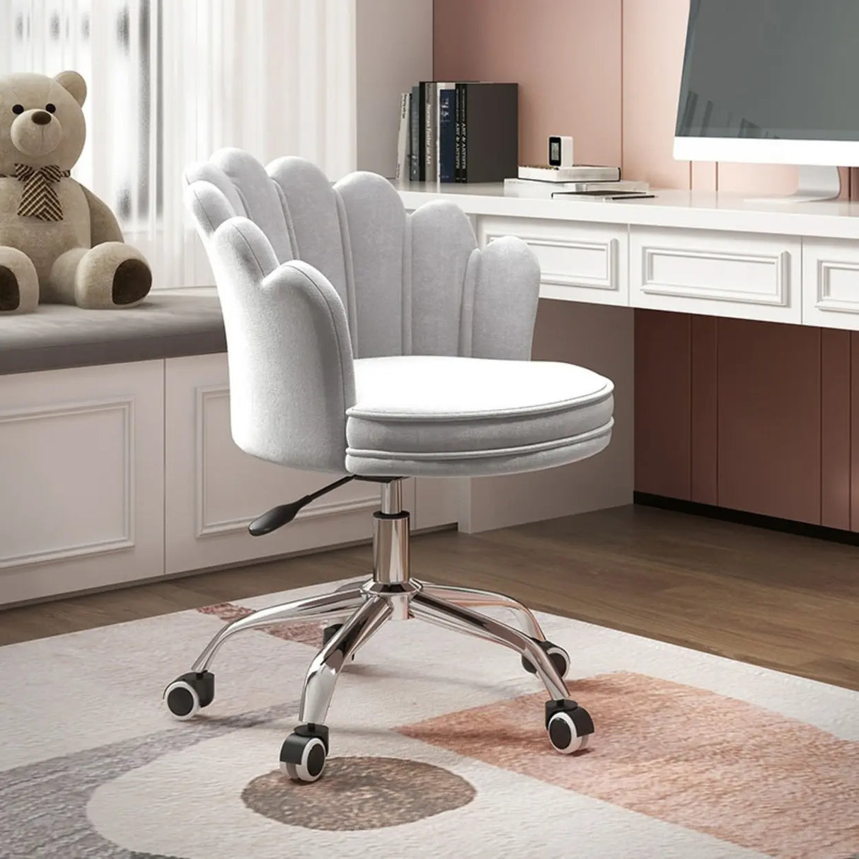 Multi-Color Swivel Scallop Fabric Adjustable Office Chair Image - 13