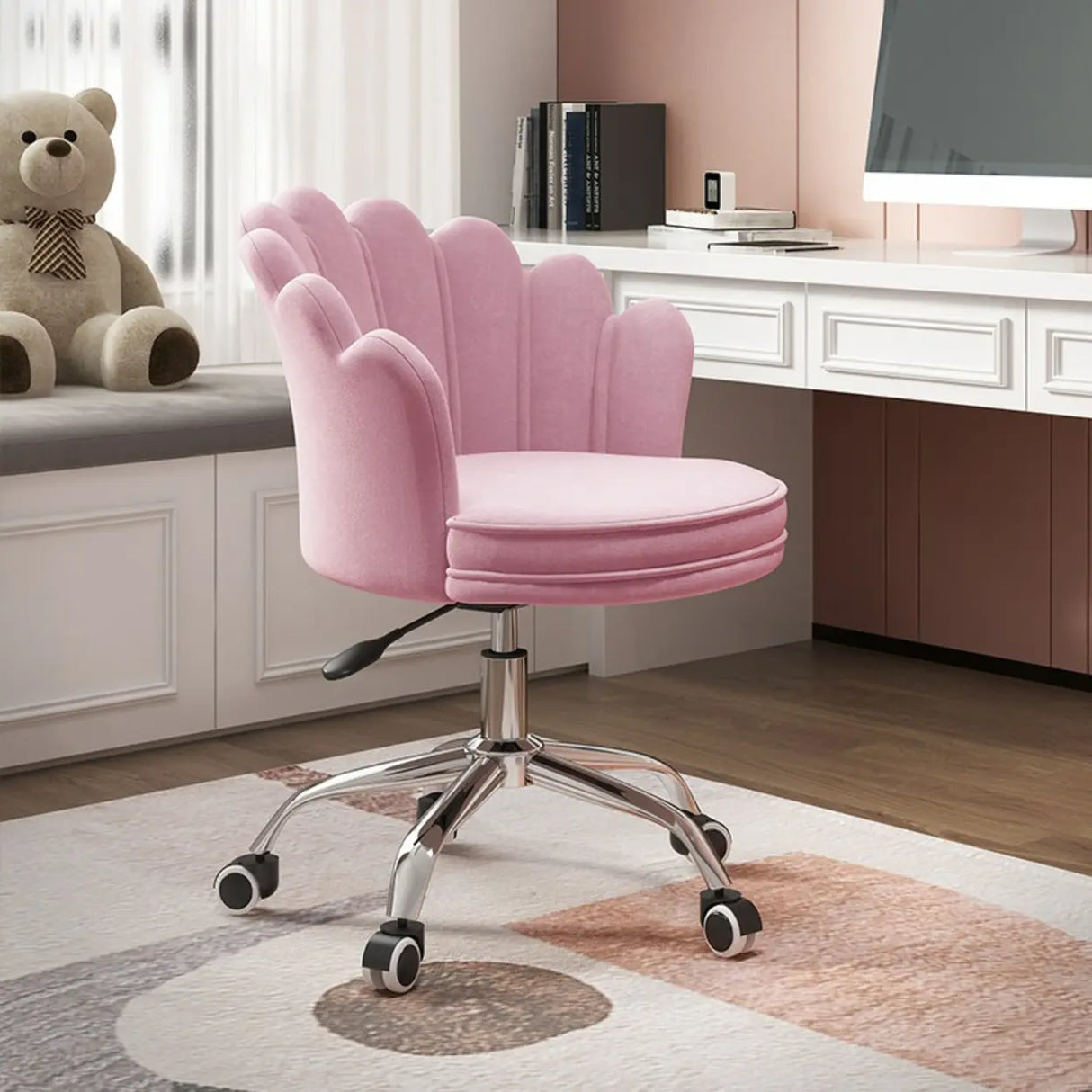 Multi-Color Swivel Scallop Fabric Adjustable Office Chair Image - 15