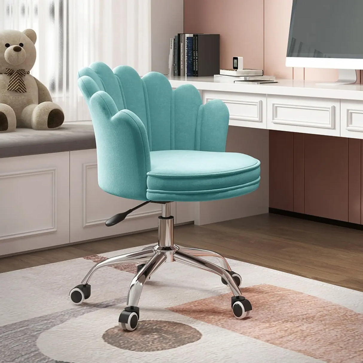 Multi-Color Swivel Scallop Fabric Adjustable Office Chair Image - 19
