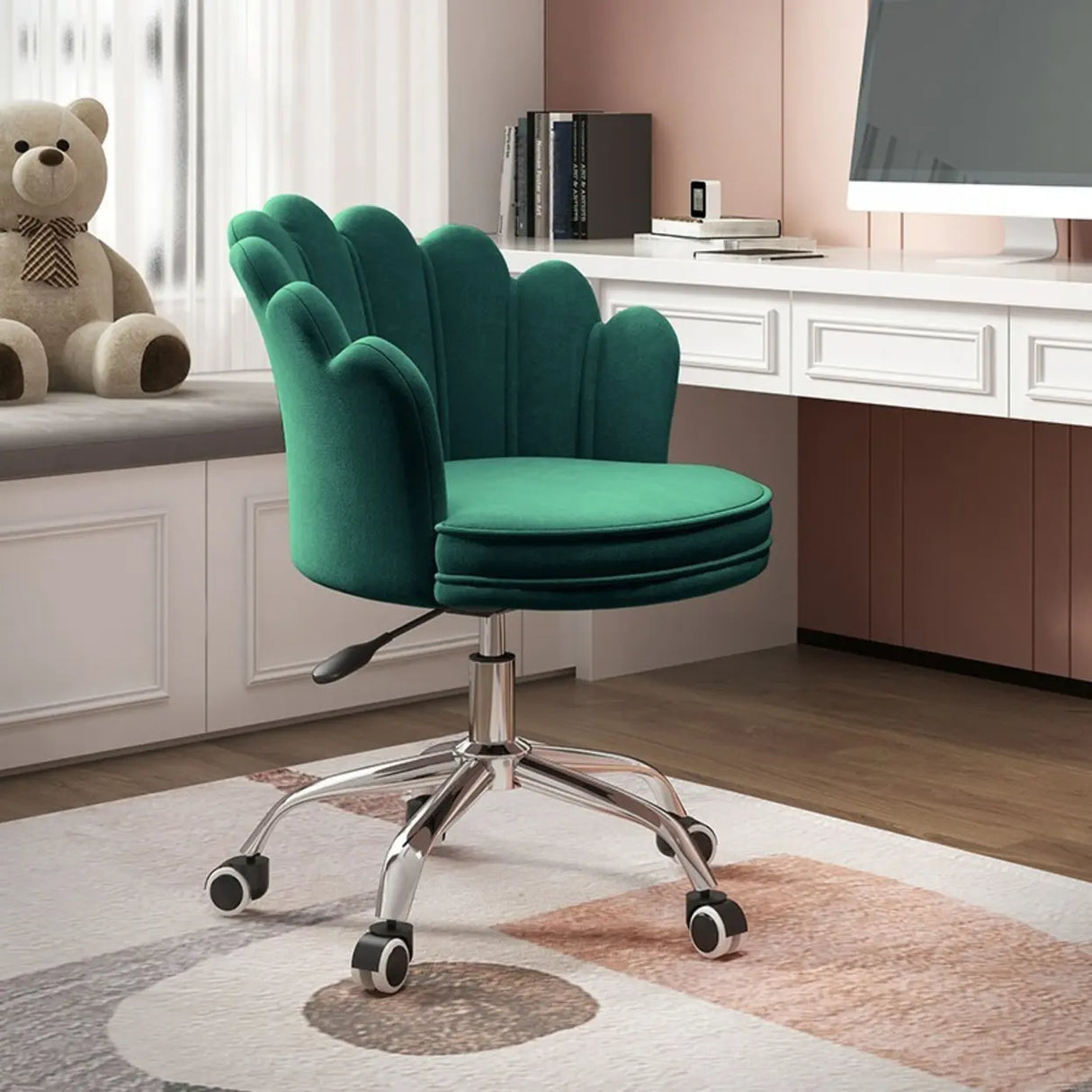 Multi-Color Swivel Scallop Fabric Adjustable Office Chair Image - 20