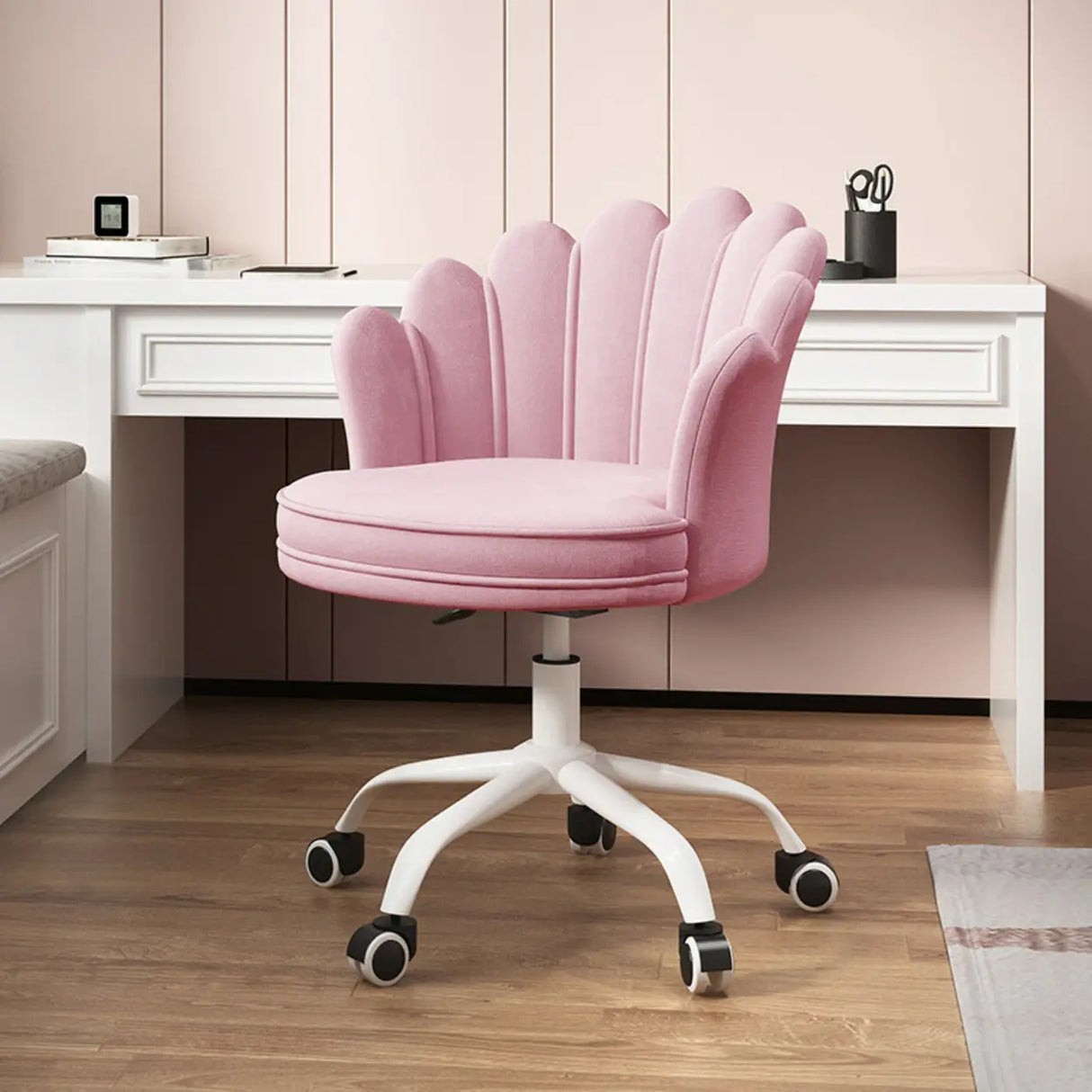 Multi-Color Swivel Scallop Fabric Adjustable Office Chair Image - 3