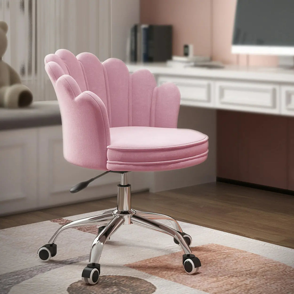 Multi-Color Swivel Scallop Fabric Adjustable Office Chair Image - 4