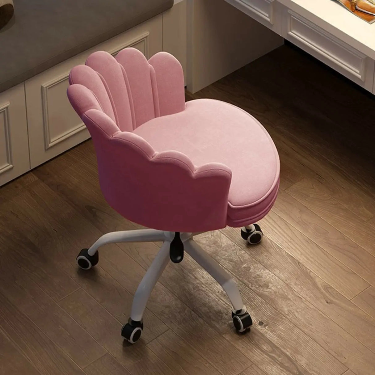 Multi-Color Swivel Scallop Fabric Adjustable Office Chair Image - 5