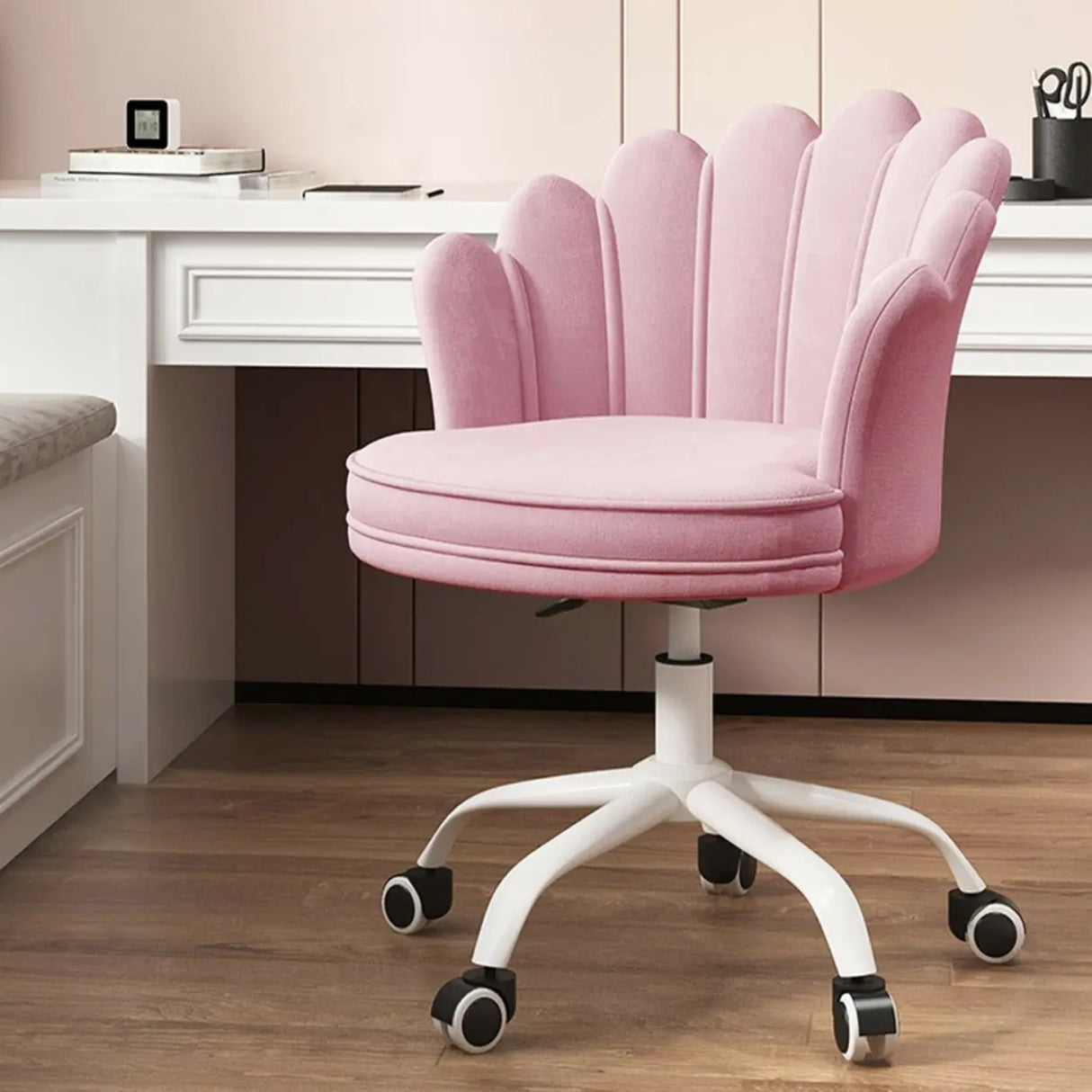 Multi-Color Swivel Scallop Fabric Adjustable Office Chair Image - 7