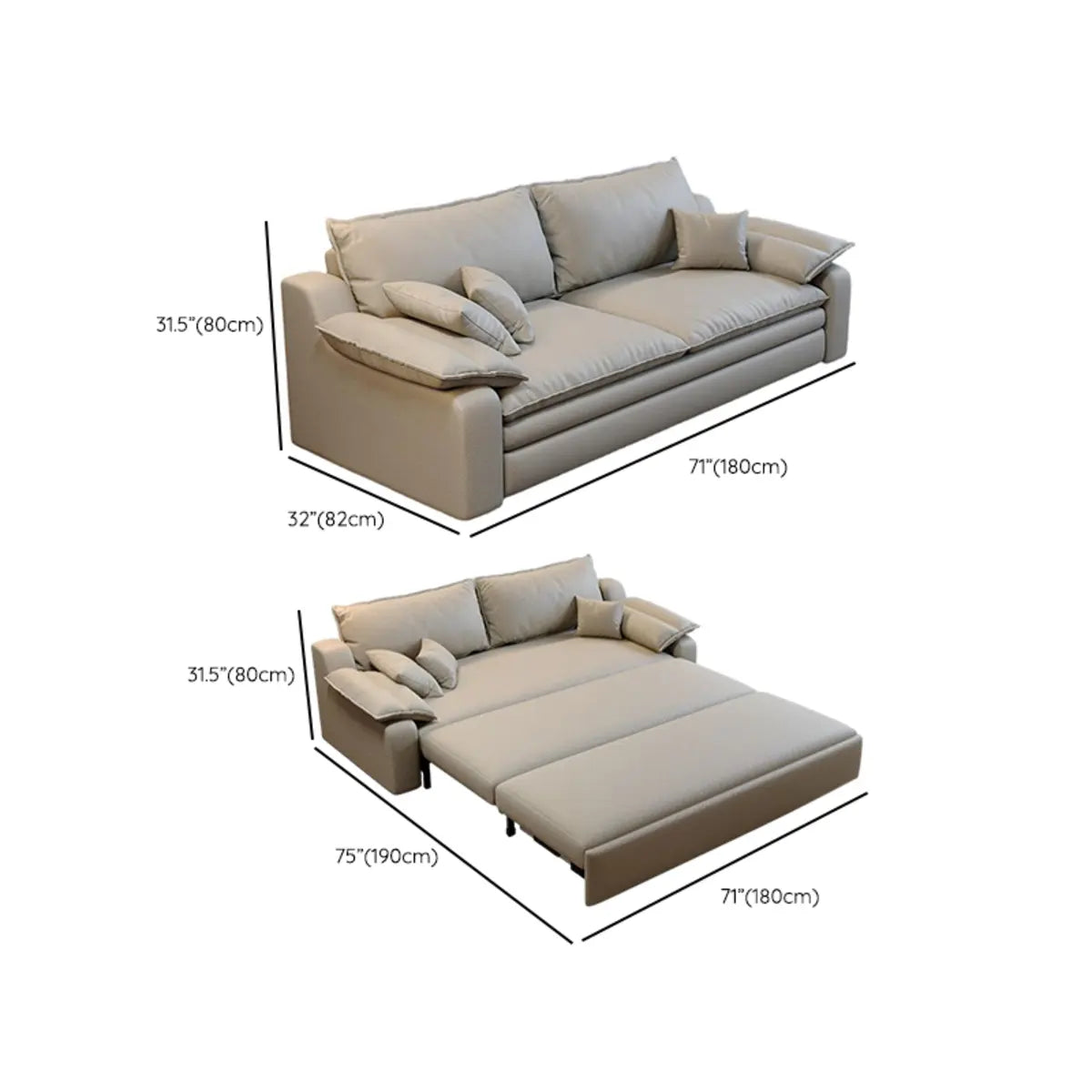 Multi-Function Grey Queen Storage Pillow Fabric Futon Image - 14