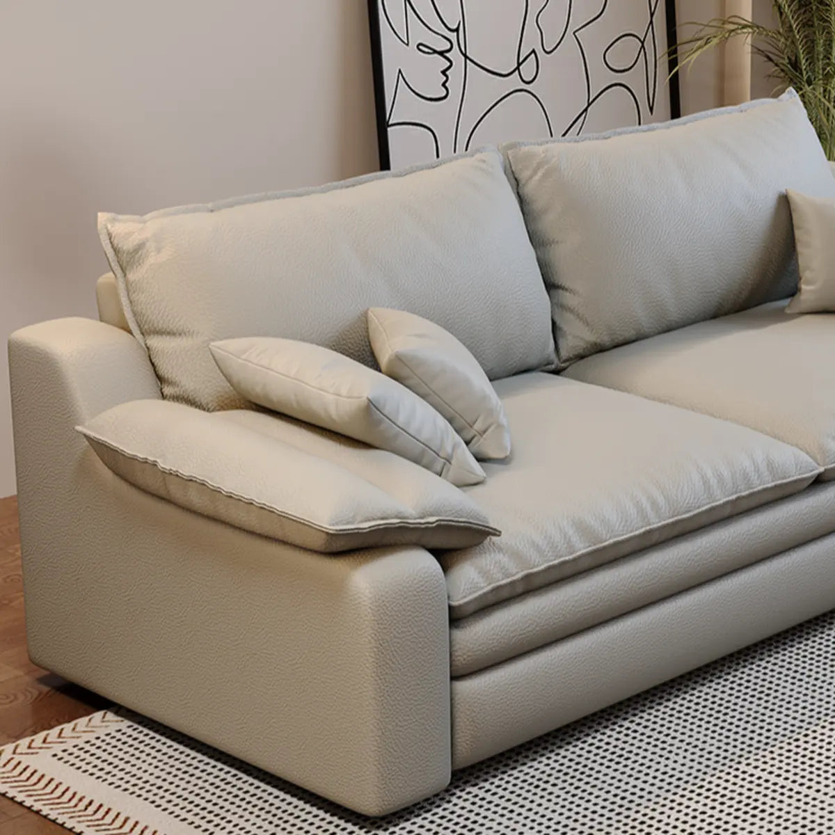 Multi-Function Grey Queen Storage Pillow Fabric Futon Image - 4