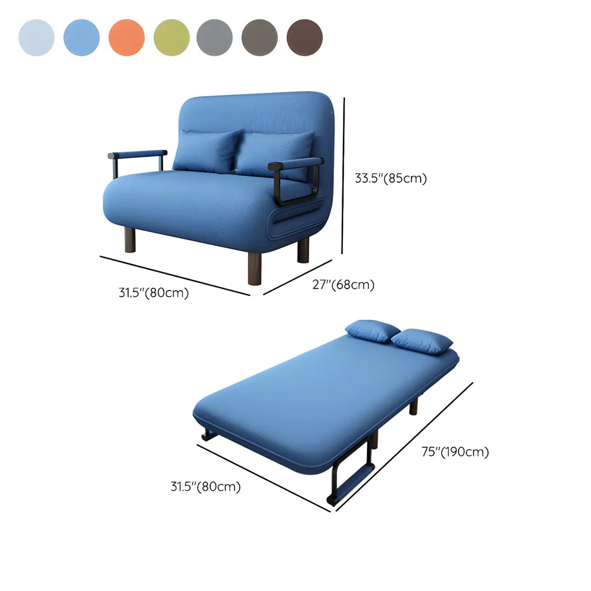 Multi-Function Sponge Modular Linen Sleeper Sofa with Arms 