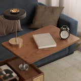 Multi-Function Wood Swivel Side Table with Storage and Wheels Image - 10