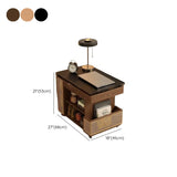 Multi-Function Wood Swivel Side Table with Storage and Wheels #size