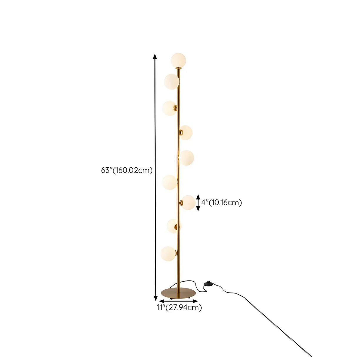 Multi-Light Modern Glass Globe Brass Metal Floor Lamp 