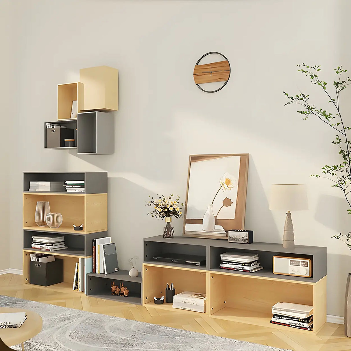 Multi-purpose Modular Modern Wood Rectangular Bookcase Image - 6