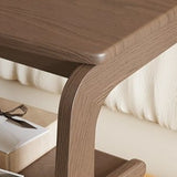 Multi-Tier Brown Wooden Side Table with Storage and Wheels Image - 12