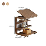 Multi-Tier Brown Wooden Side Table with Storage and Wheels Image - 14