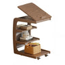 Multi-Tier Brown Wooden Side Table with Storage and Wheels Image - 6