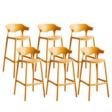 Multicolor Curved Plastic Low Back Bar Stool with Footrest Image - 102