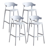 Multicolor Curved Plastic Low Back Bar Stool with Footrest Image - 31
