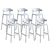 Multicolor Curved Plastic Low Back Bar Stool with Footrest Image - 32