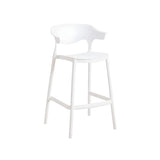 Multicolor Curved Plastic Low Back Bar Stool with Footrest Image - 34