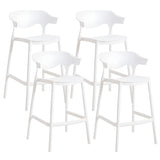 Multicolor Curved Plastic Low Back Bar Stool with Footrest Image - 36