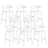 Multicolor Curved Plastic Low Back Bar Stool with Footrest Image - 38