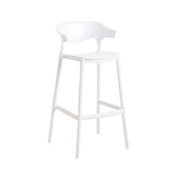 Multicolor Curved Plastic Low Back Bar Stool with Footrest Image - 39