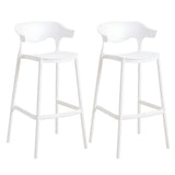 Multicolor Curved Plastic Low Back Bar Stool with Footrest Image - 40