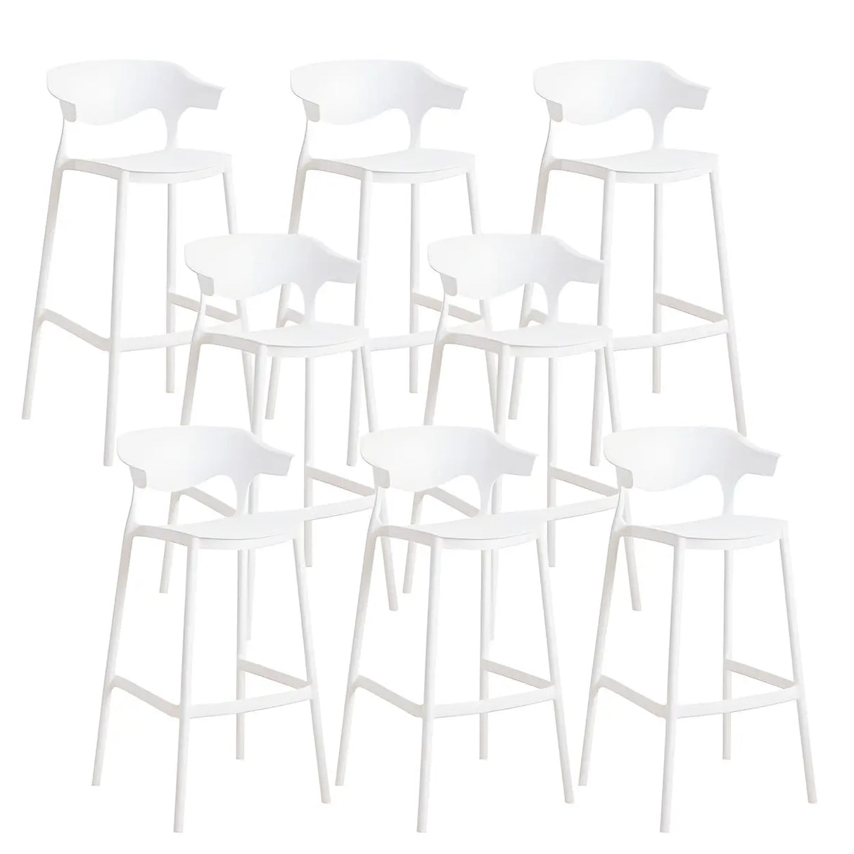 Multicolor Curved Plastic Low Back Bar Stool with Footrest Image - 43