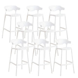 Multicolor Curved Plastic Low Back Bar Stool with Footrest Image - 43