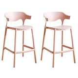 Multicolor Curved Plastic Low Back Bar Stool with Footrest Image - 55