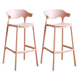 Multicolor Curved Plastic Low Back Bar Stool with Footrest Image - 60