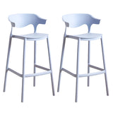 Multicolor Curved Plastic Low Back Bar Stool with Footrest Image - 70