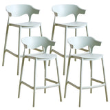 Multicolor Curved Plastic Low Back Bar Stool with Footrest Image - 76