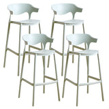 Multicolor Curved Plastic Low Back Bar Stool with Footrest Image - 81