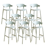 Multicolor Curved Plastic Low Back Bar Stool with Footrest Image - 83
