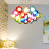 Multicolor Glass Bubble Dining Room Haning Chandelier Image - 1