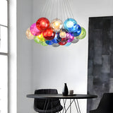 Multicolor Glass Bubble Dining Room Haning Chandelier Image - 2