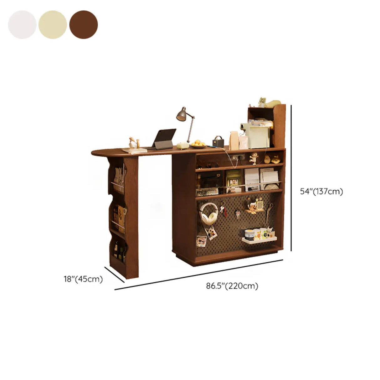 Multifunctional Extendable Wood Bar Table with Storage Shelves 