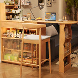 Multifunctional Extendable Wood Bar Table with Storage Shelves Image - 2