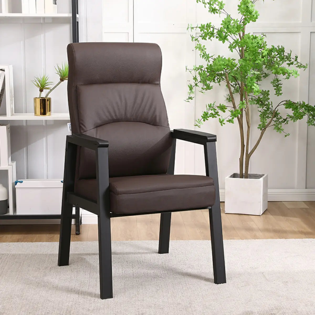 Multiple Colors Modern High-Back Leather Office Chair Image - 3
