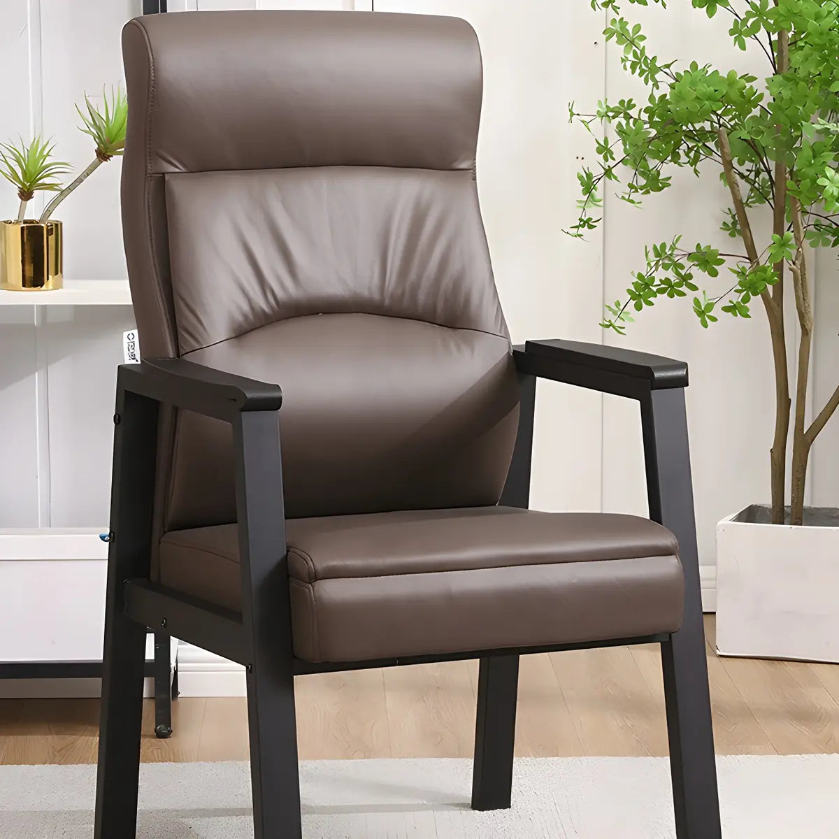 Multiple Colors Modern High-Back Leather Office Chair Image - 4