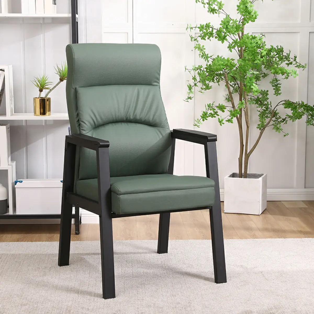 Multiple Colors Modern High-Back Leather Office Chair Image - 5