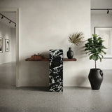 Narrow Console Table with Composite Wood Top and Sintered Stone Pedestal Image - 1