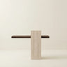 Stone 39.3"L x 9.8"W x 39.3"H Narrow Console Table with Composite Wood Top and Sintered Stone Pedestal Image - 6