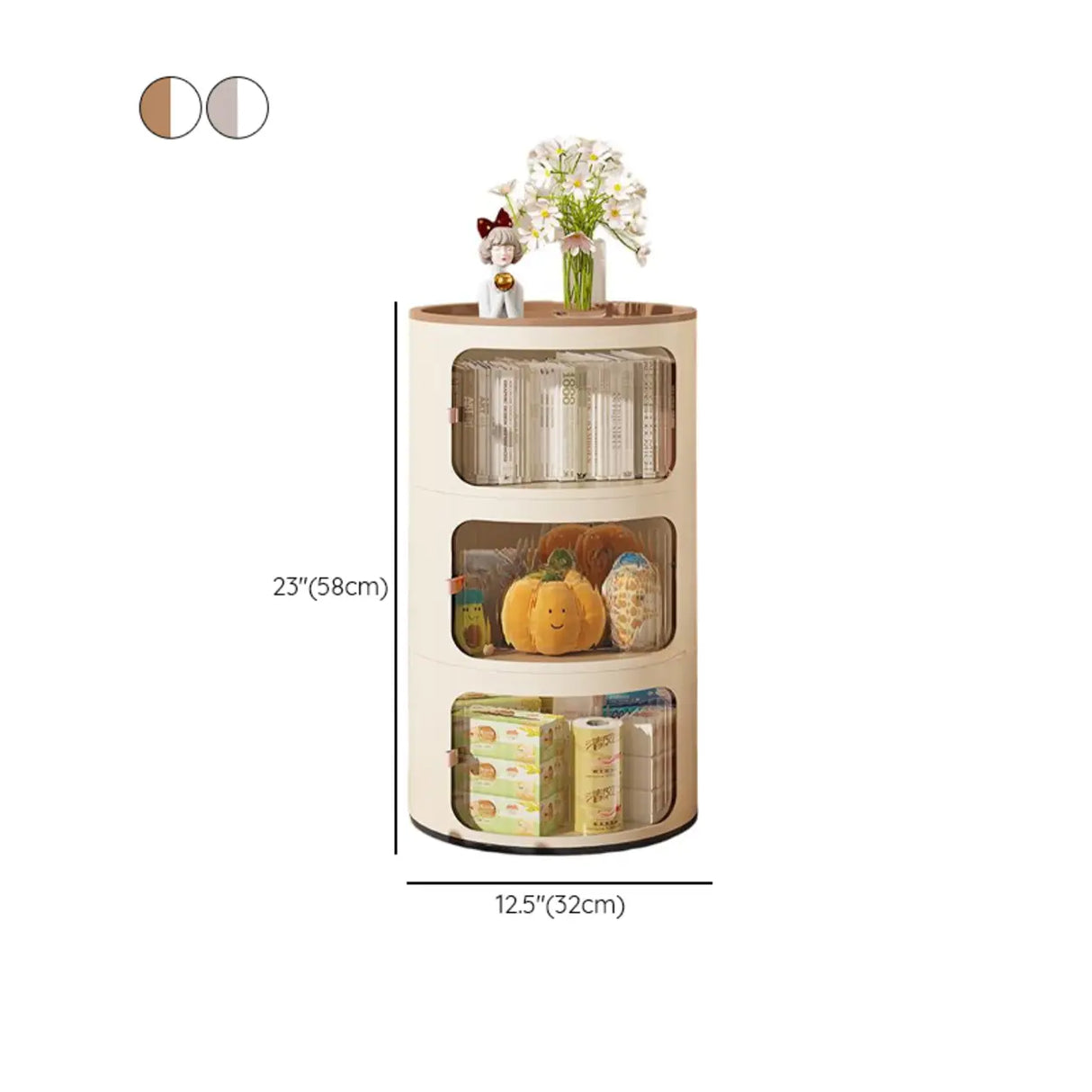 Narrow Length Kids Nightstand with Cabinets and Doors Image - 16