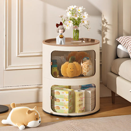 Narrow Length Kids Nightstand with Cabinets and Doors Image - 2