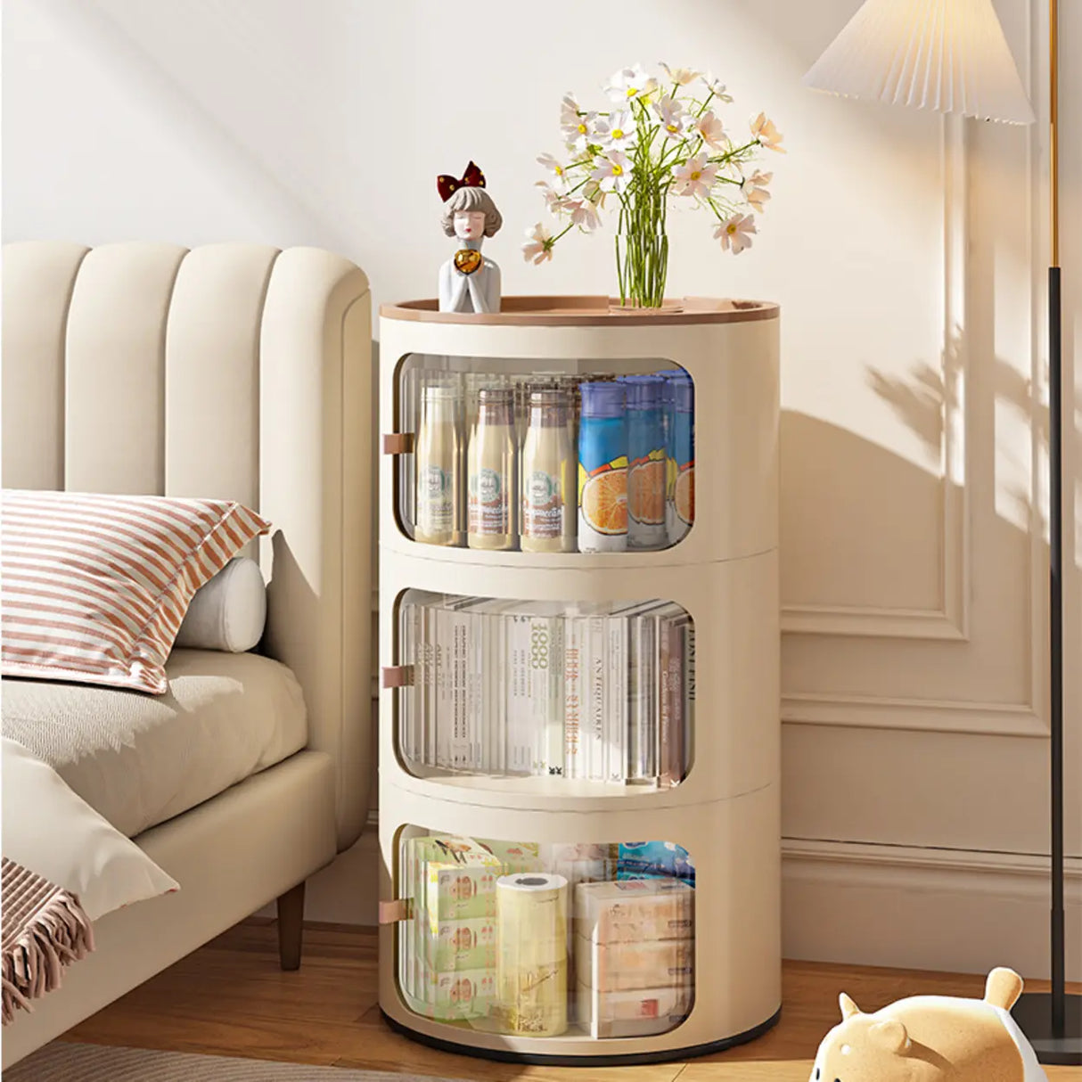 Narrow Length Kids Nightstand with Cabinets and Doors Image - 4