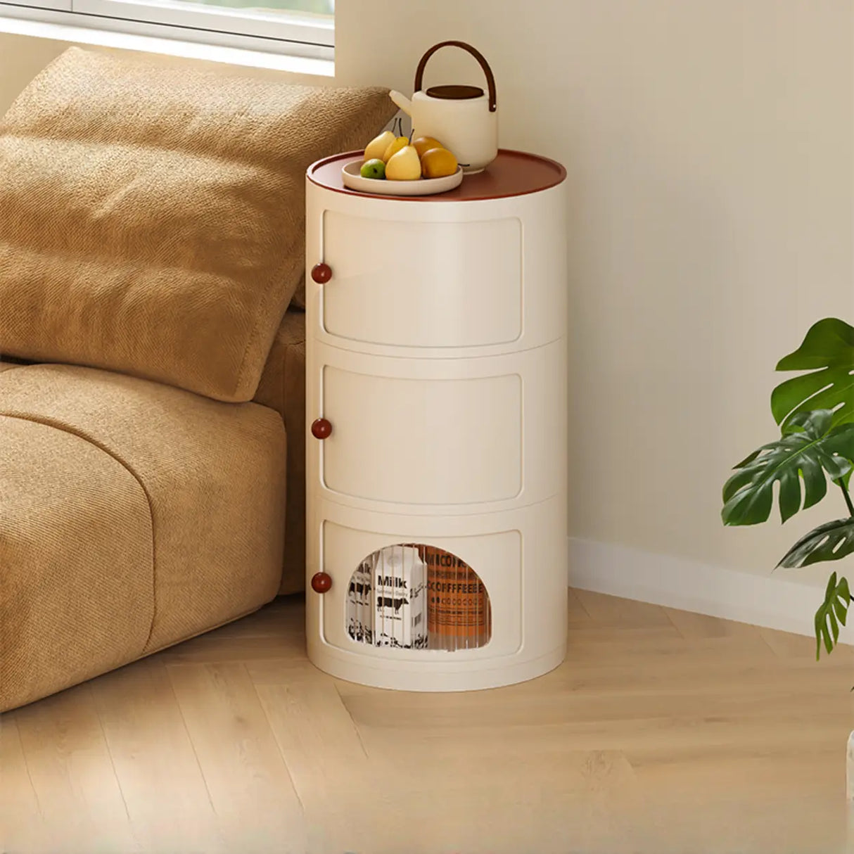 Narrow Length Kids Nightstand with Cabinets and Shelves Image - 5